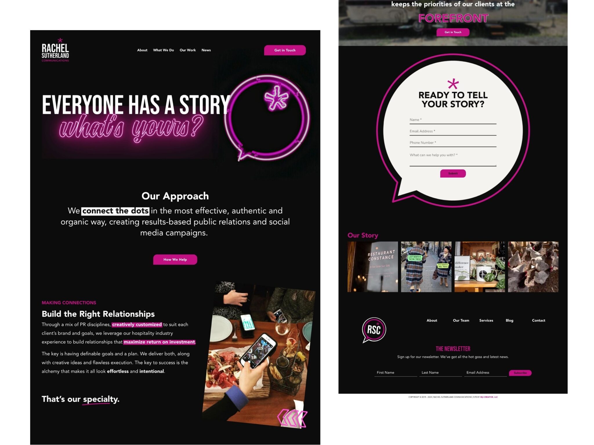Charlotte Public relations company website with storytelling focus.