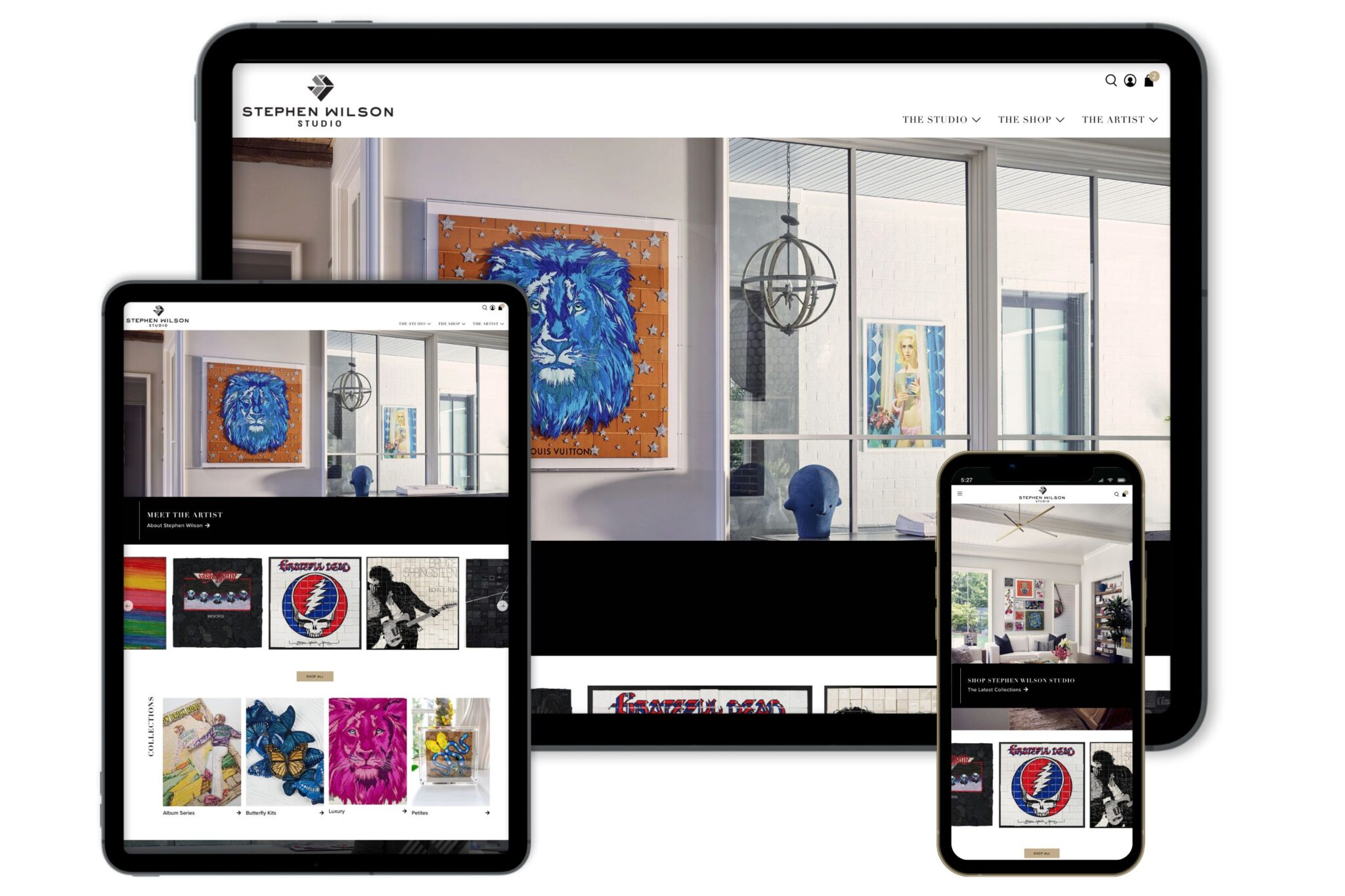 Stephen Wilson Studio website on multiple devices