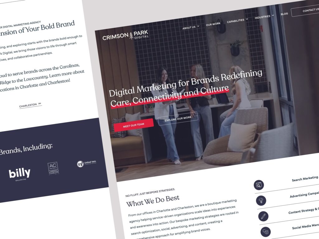 Crimson Park Digital marketing agency website homepage