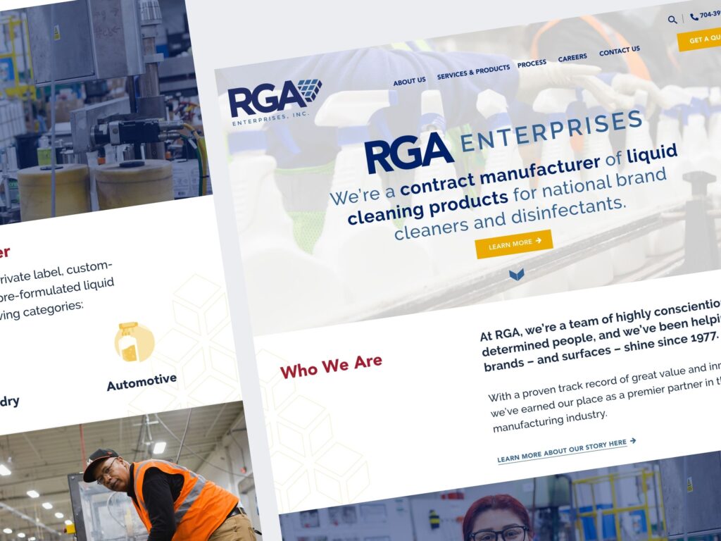 RGA Enterprises cleaning products manufacturing website screenshot