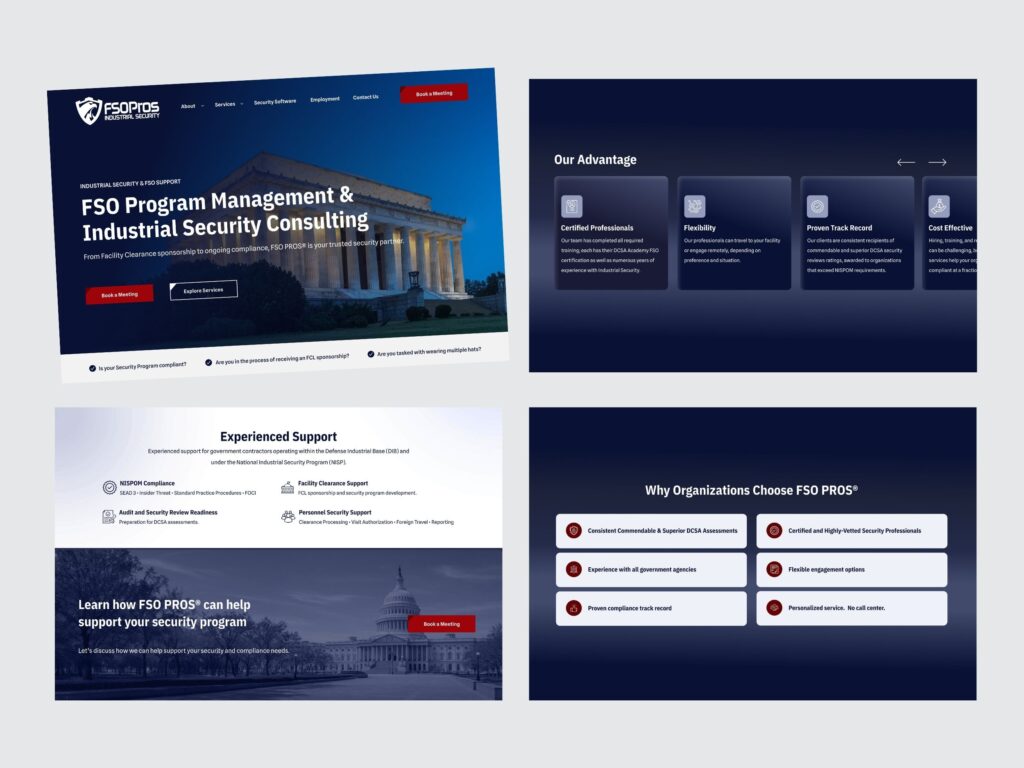 FSO PROS industrial security consulting website layout