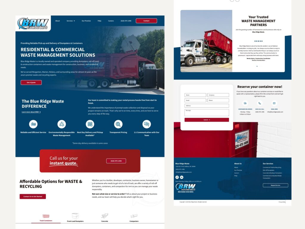 Blue Ridge Waste management website homepage design