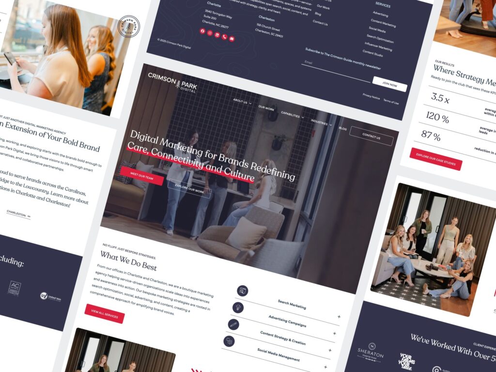 Crimson Park Digital marketing agency website design mockups