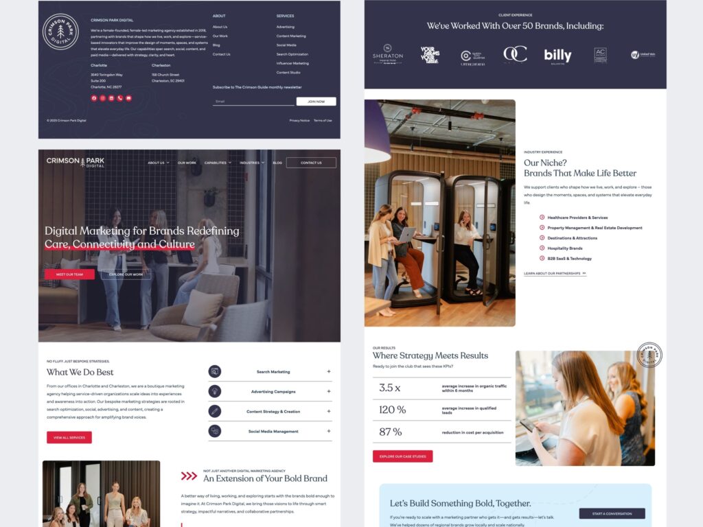 Crimson Park Digital marketing agency website layout