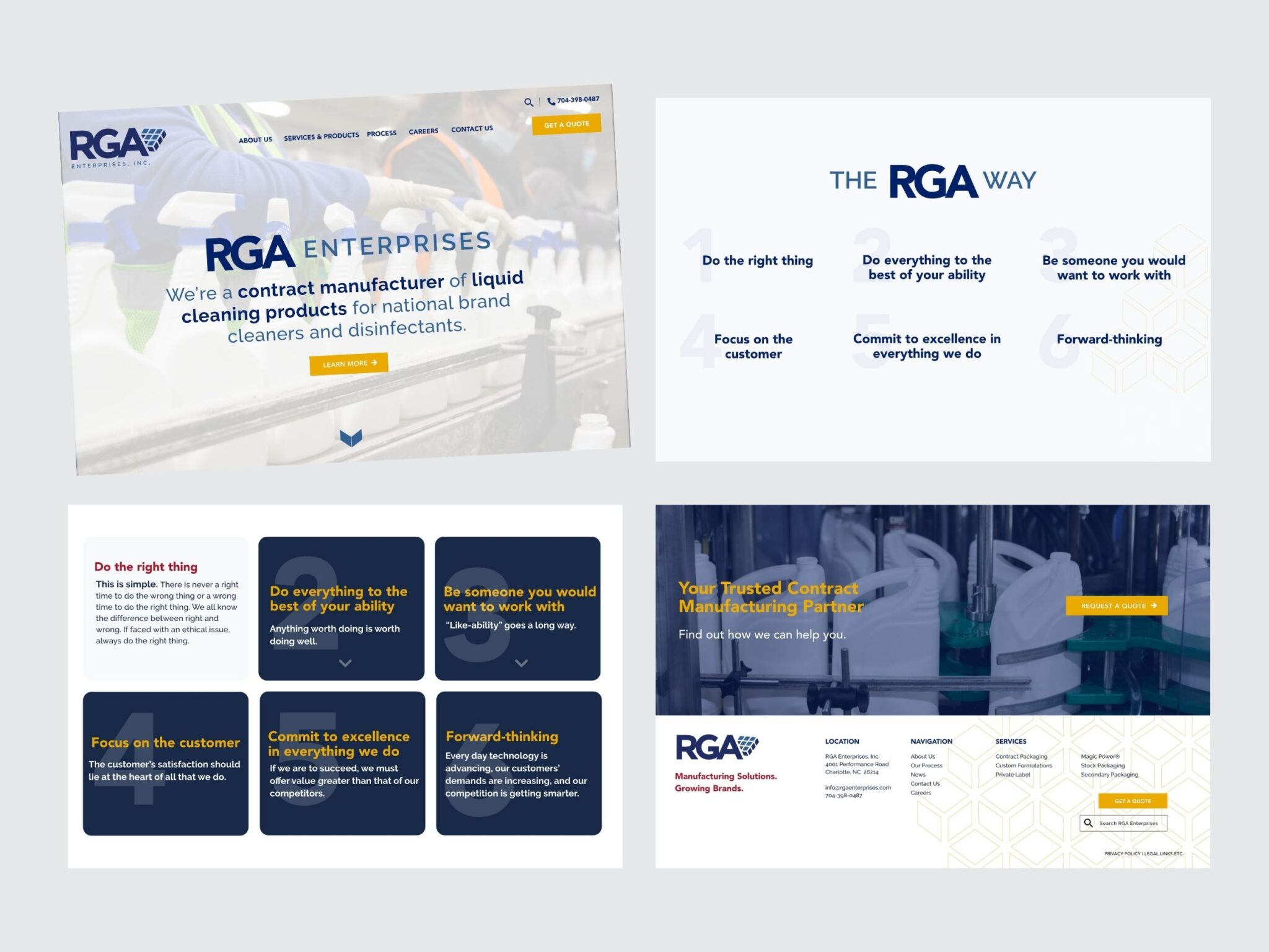 RGA Enterprises website design mockup for manufacturing company