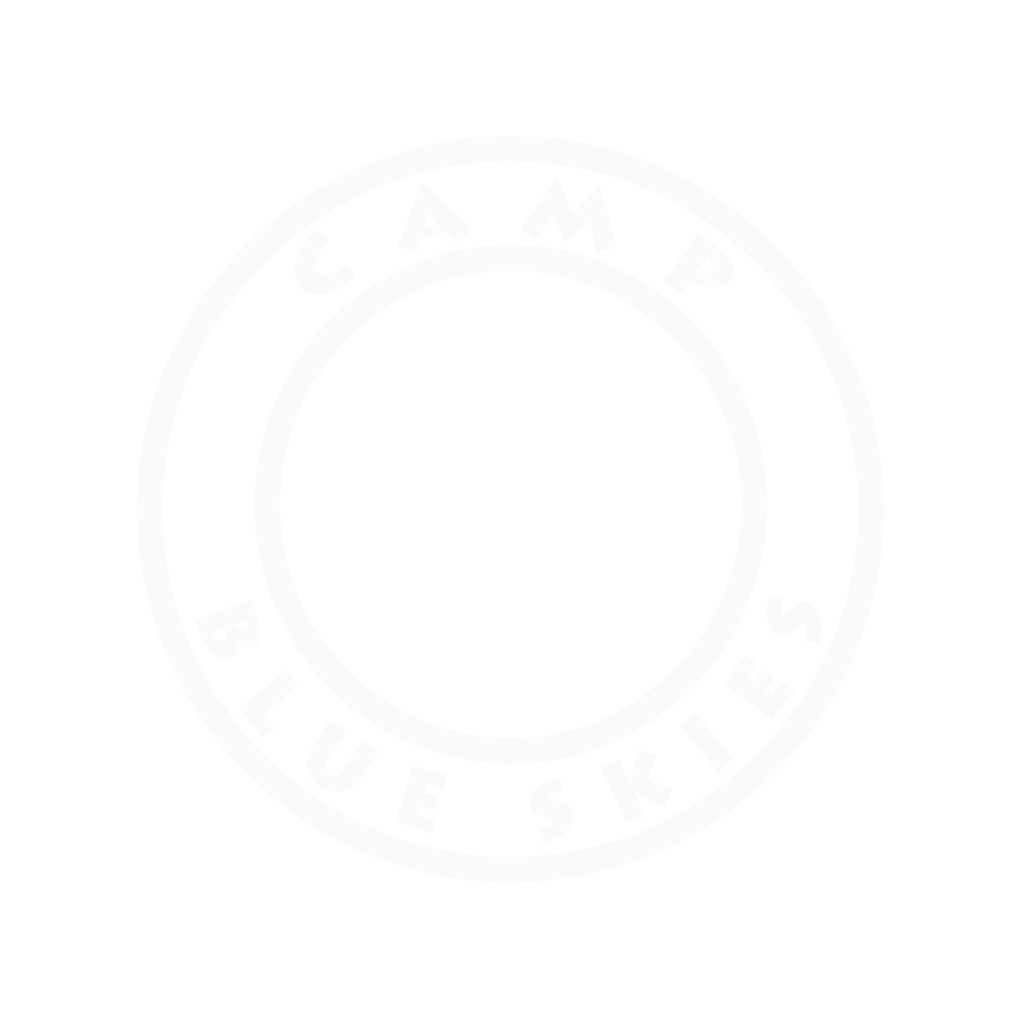 Camp Blue Skies circular sun logo