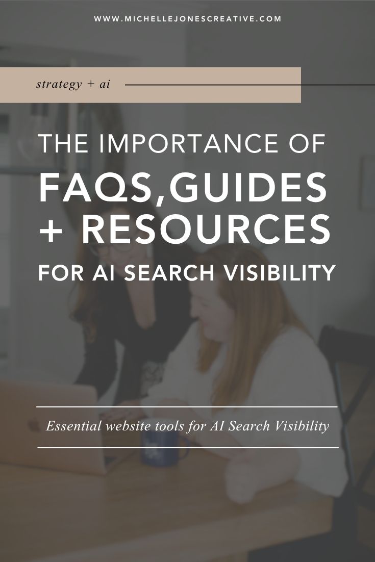 Graphic about FAQs, guides, and resources for AI search visibility